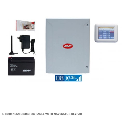 NESS D8X Cell 4G ALARM PANEL WITH NAVIGATOR KEYPAD