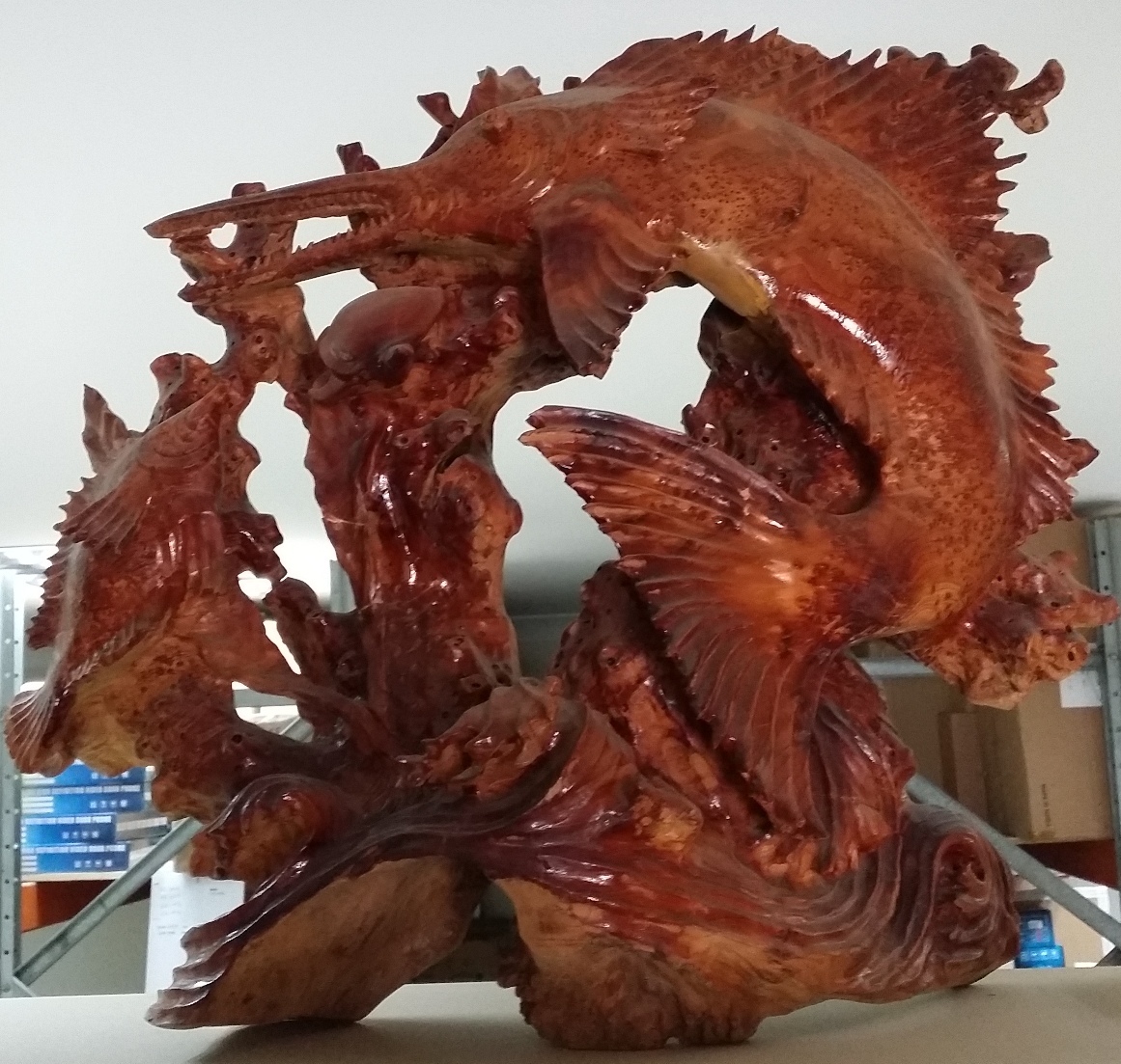 Vintage Wood Folk Art Sea Creature Tree Root Carving - Fish